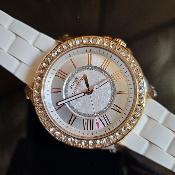 Juicy Couture Rose Gold Watch Timepieces Silicone Wasteband Swarovoski Crystals main image 8